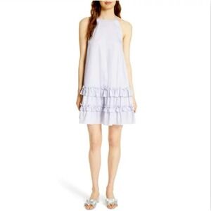 Rebecca Taylor Sky Sleeveless Cotton Sateen Tank Short Ruffle Dress 8 lavender